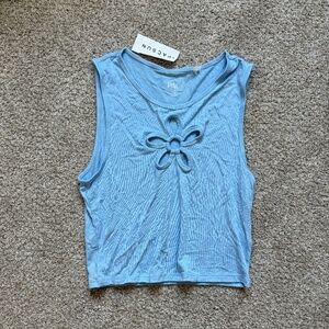 Blue PacSun tank top with flower cutout